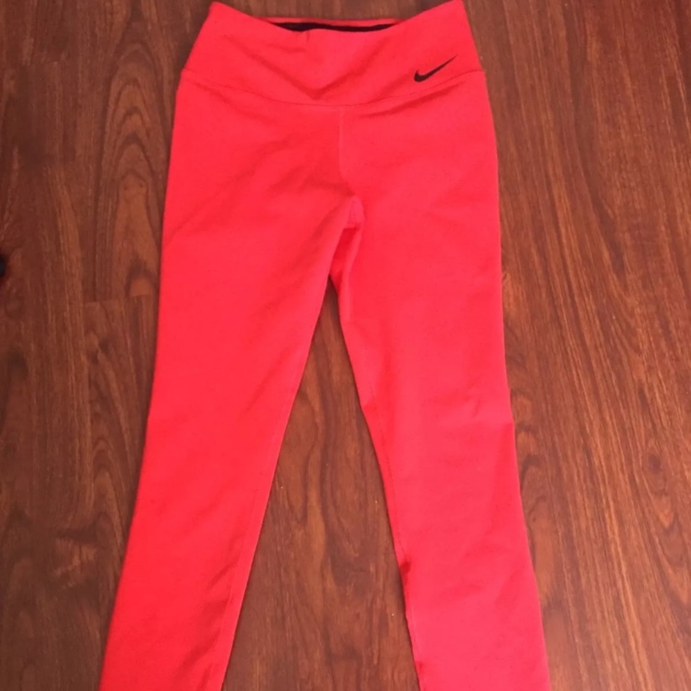 Women's Red Nike Dry Fit Leggings Sz S Red/orange - Picture 4 of 4