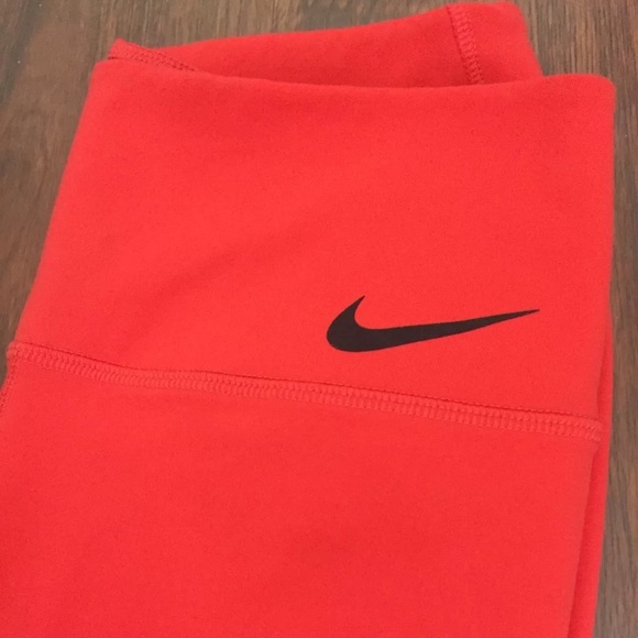 Women's Red Nike Dry Fit Leggings Sz S Red/orange - Picture 2 of 4
