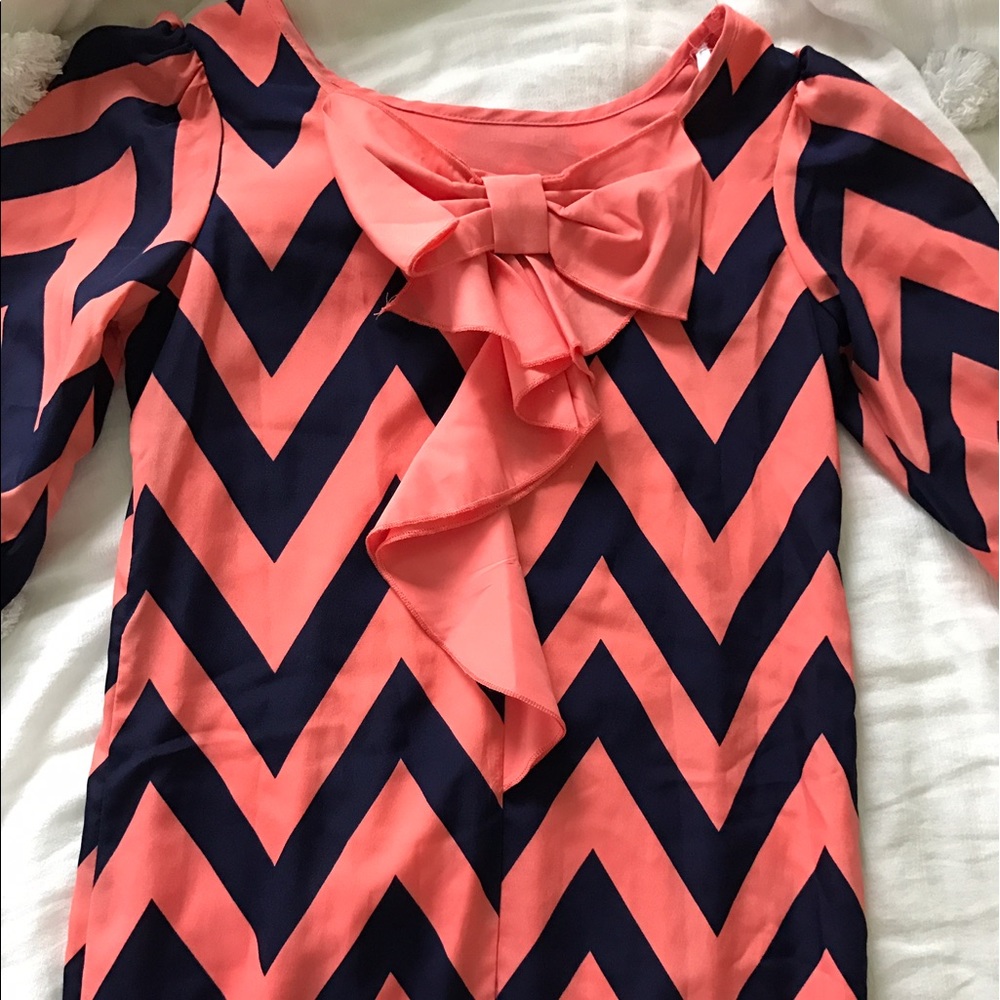 Chevron pink and navy dress
