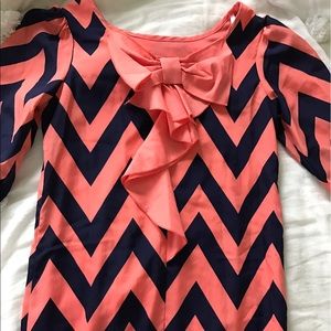 Chevron pink and navy dress