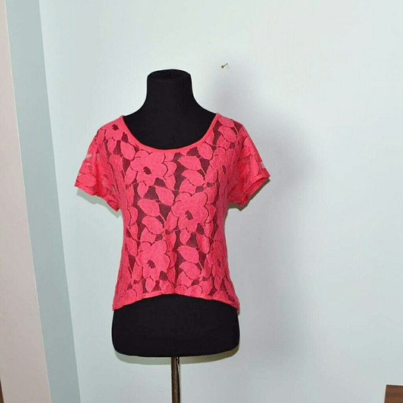 Tops - Adorable Hot Pink Lace Blouse