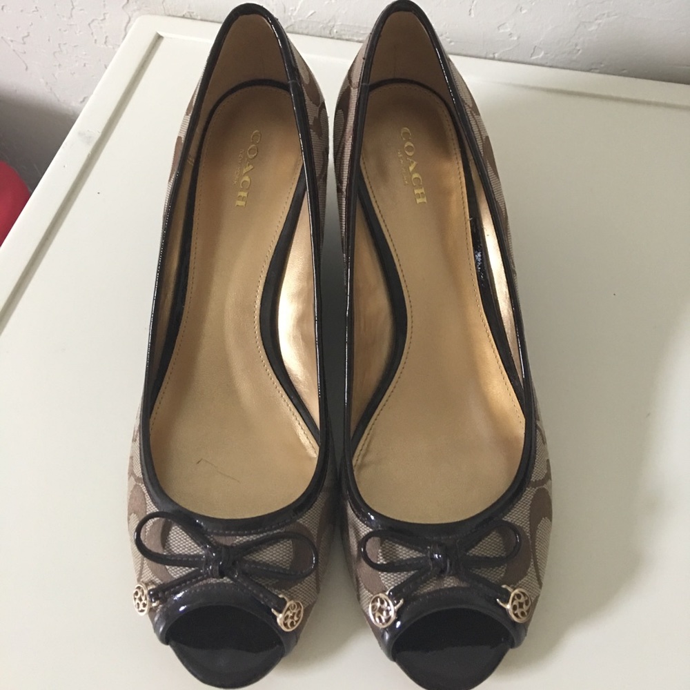 Coach open toe wedges