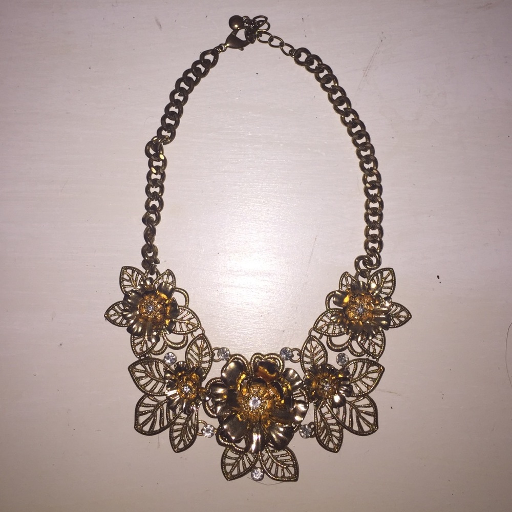 Gold Flower Statement Necklace