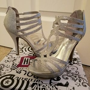 Silver glitter high heels 7.5 size
