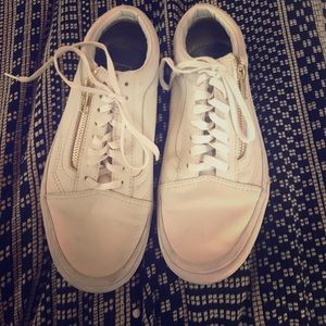 White Pleather Vans w/ Gold Side Zipper