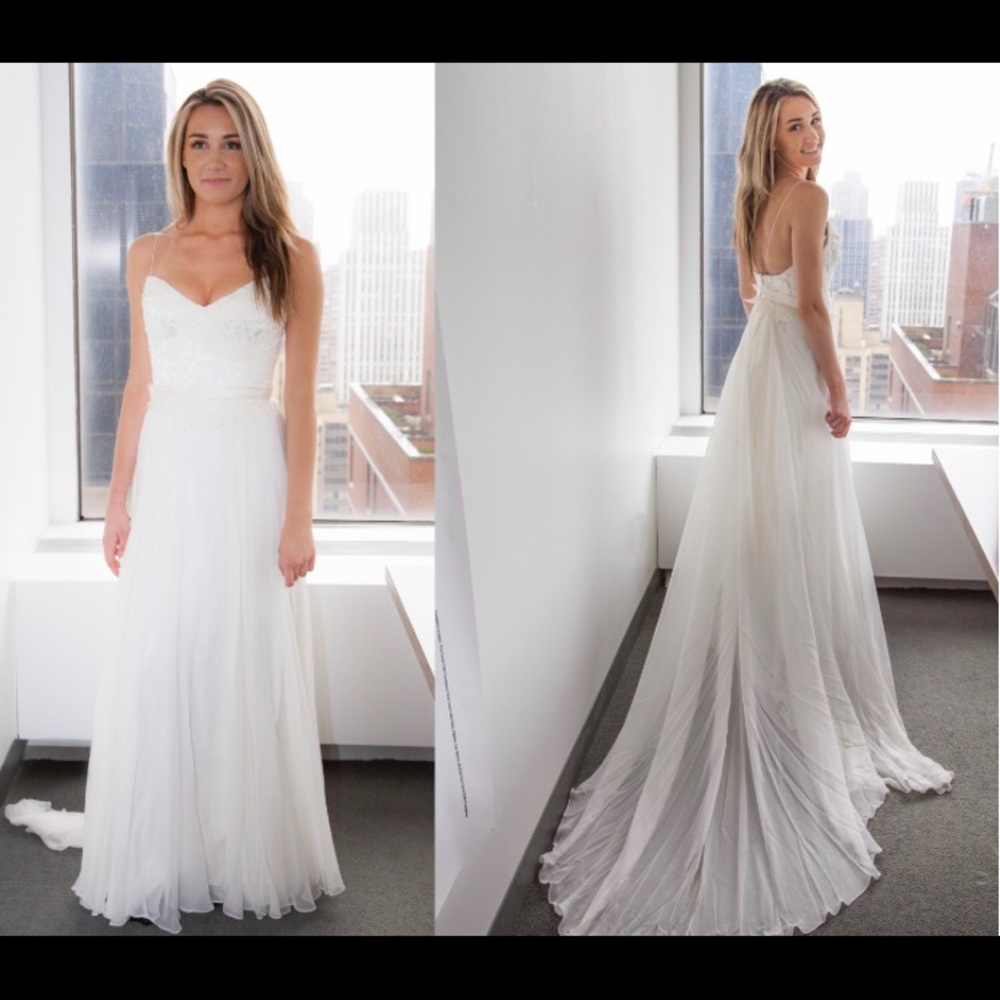 Off-white designer wedding dress