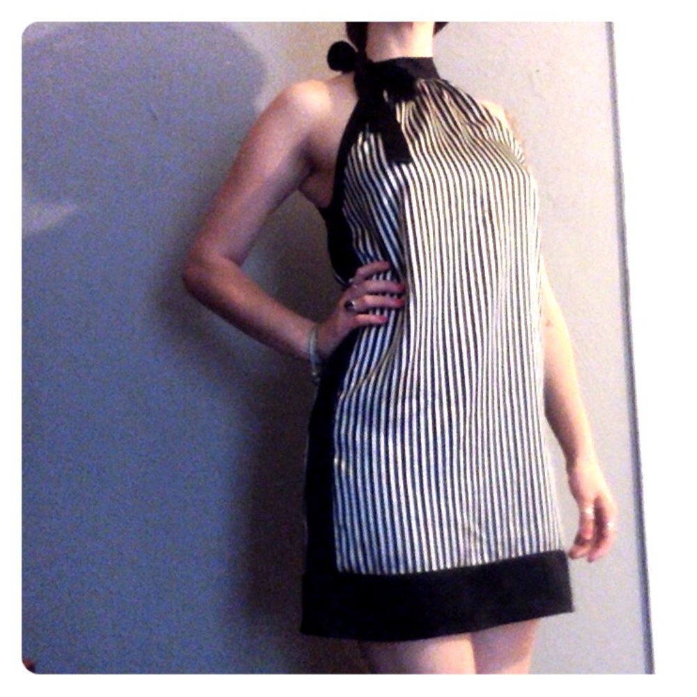 Striped silk cocktail dress