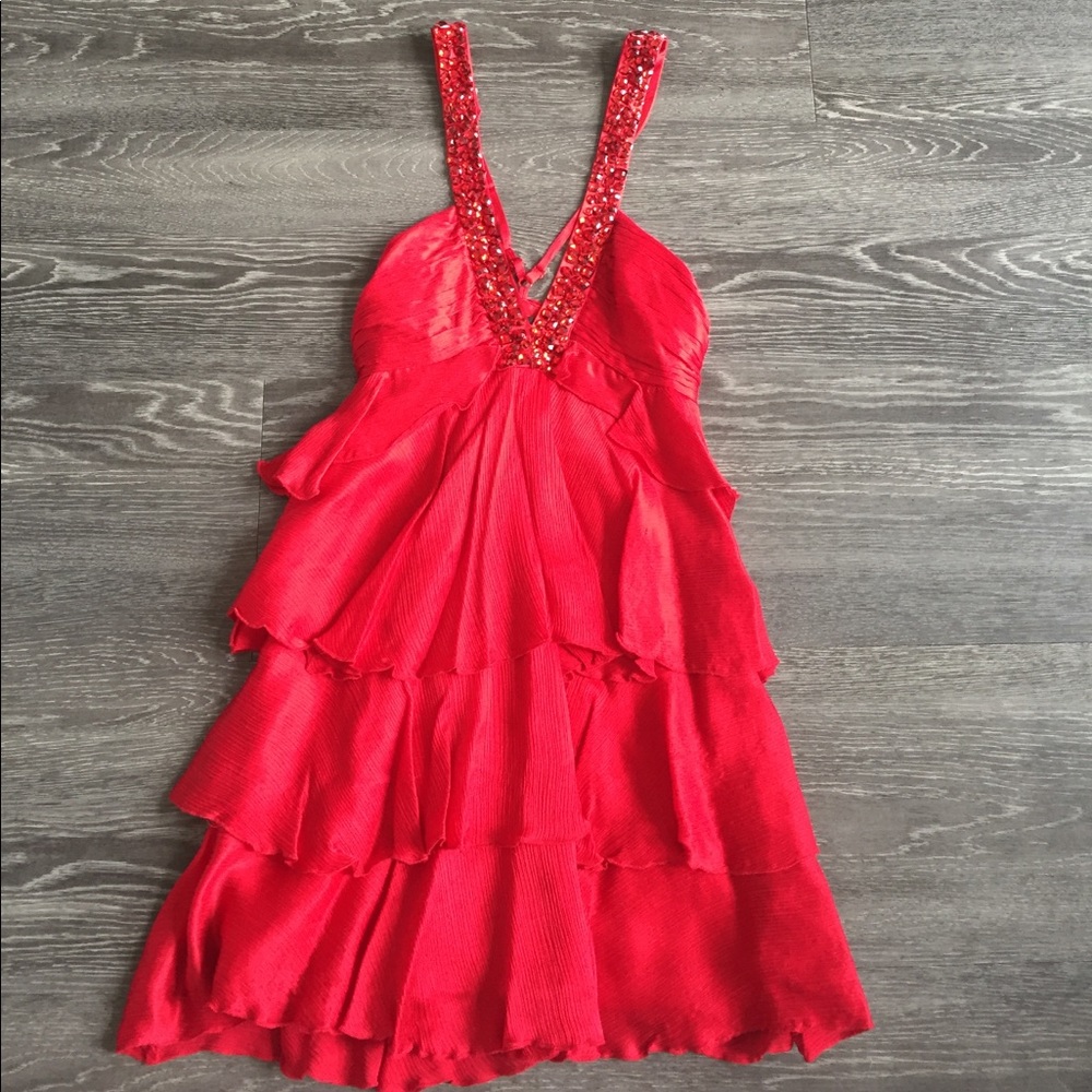 Bebe 100% silk red dress