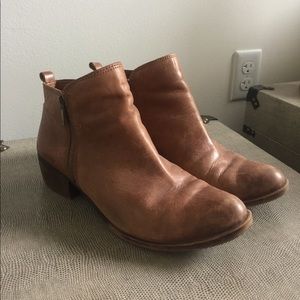 Brown leather ankle booties
