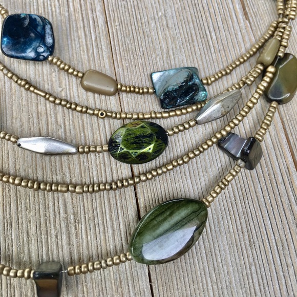 5 Muti Layer Bead Necklace In Earth Tones - Picture 3 of 3