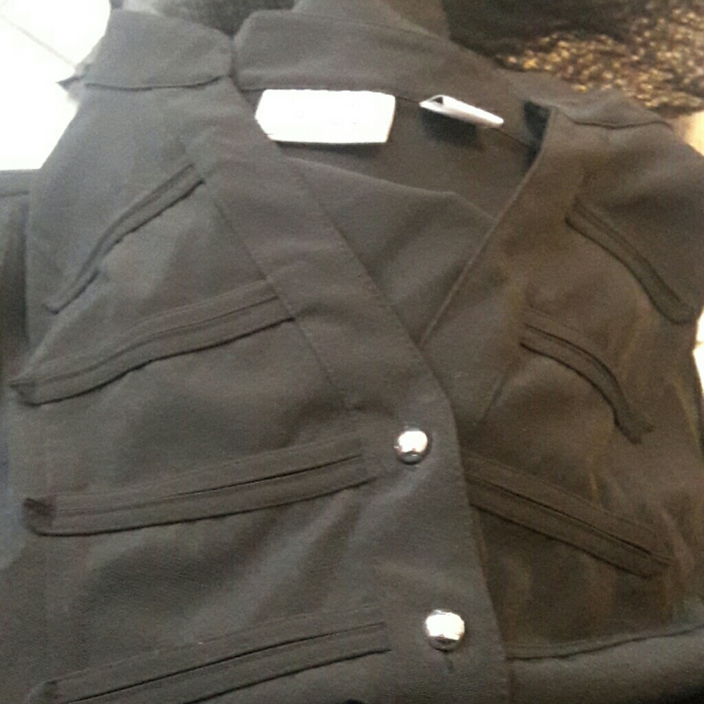 Blouse black  shiny silver buttons