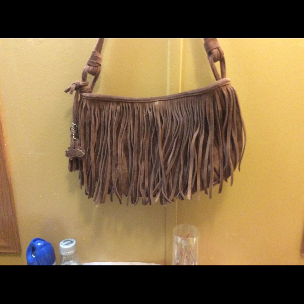 Hobo suede fringe bag. Real leather
