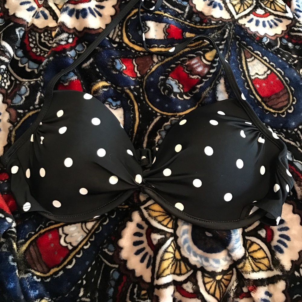 Black Polka Dot Bikini Top