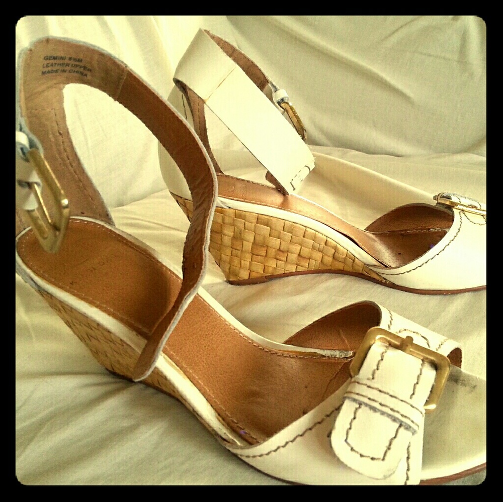 White small wedge summer sandal with ankle  straps