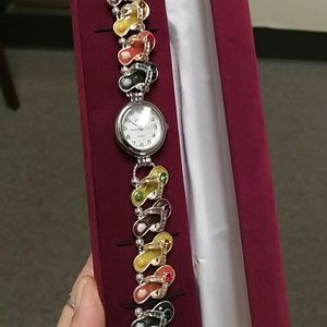 Flip flop rhinestone watch