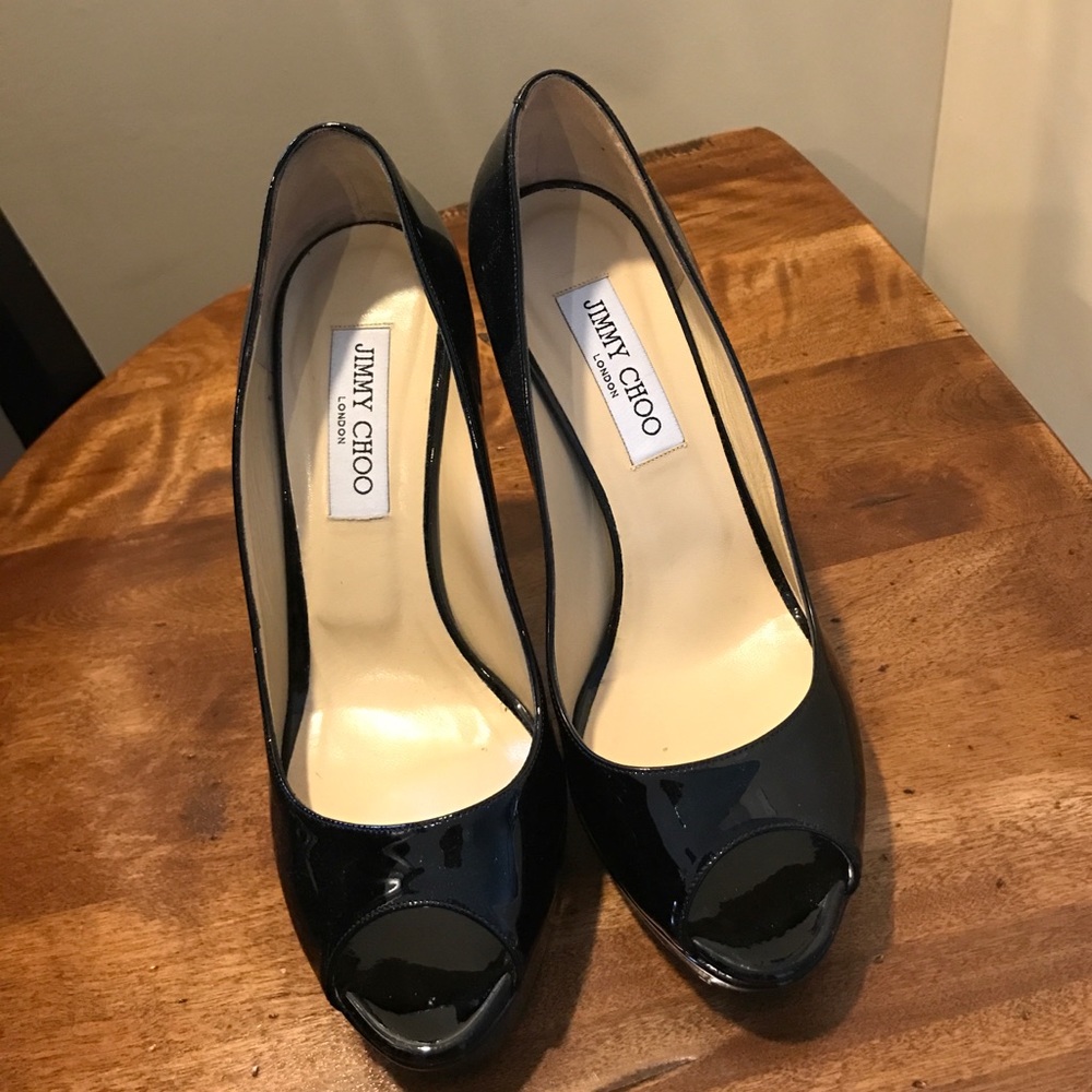 Jimmy Choo peep toe platform pumps