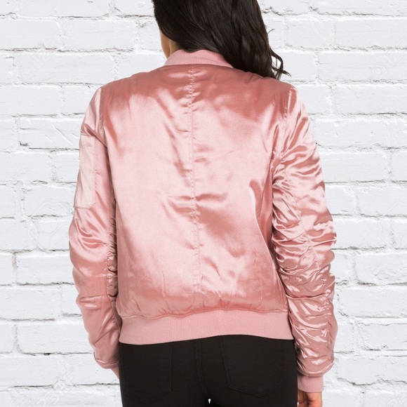 LAST! "VALERIE" // Pink Rose Satin MA1 Bomber - Picture 3 of 3