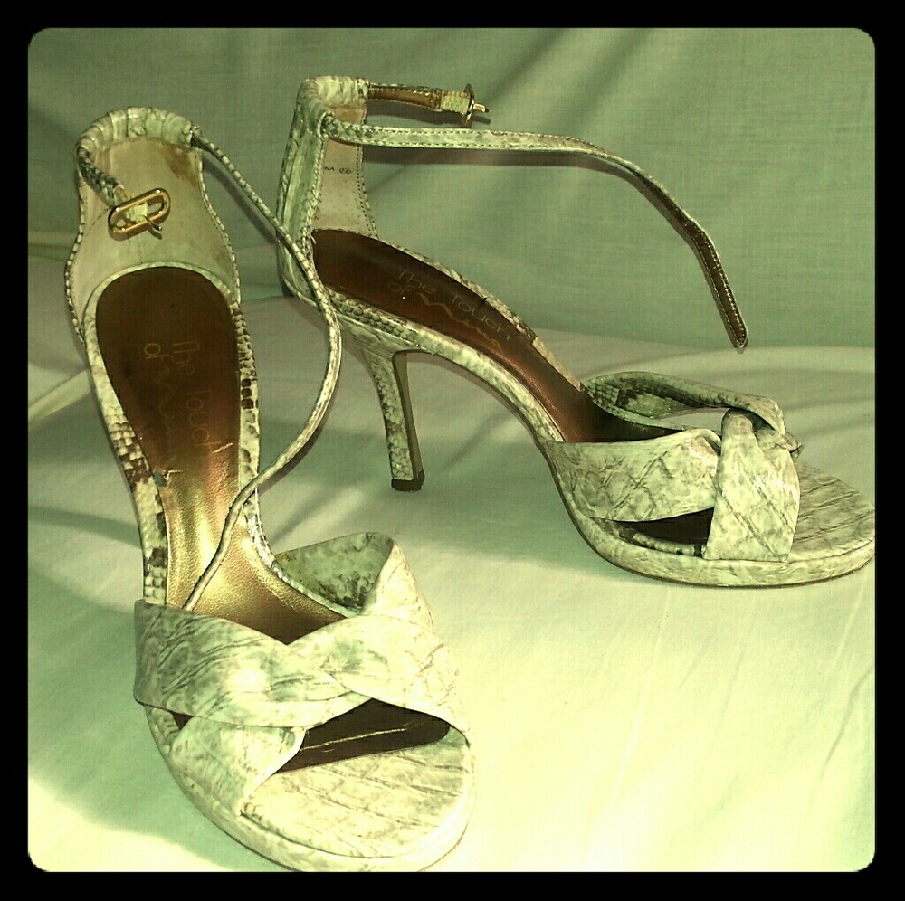 Patent leather snake patterned heels