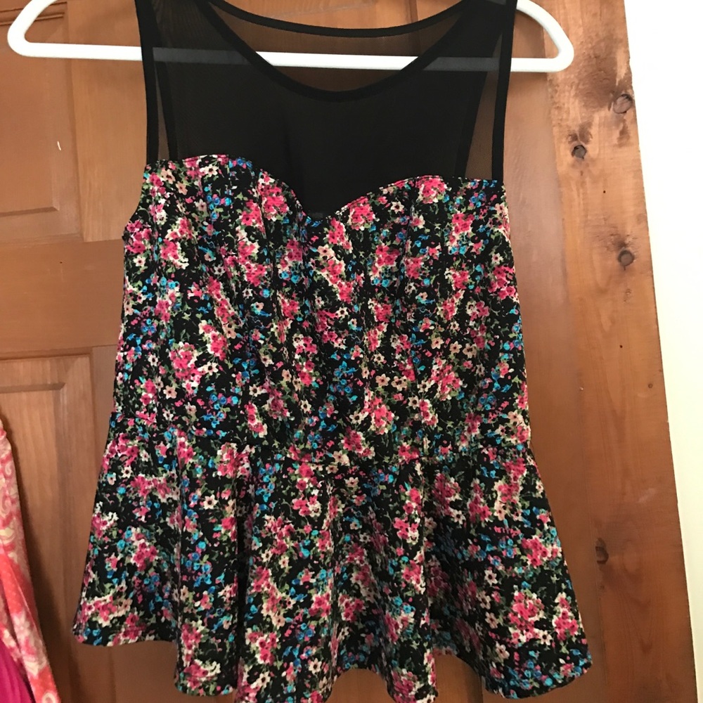Mesh and floral top
