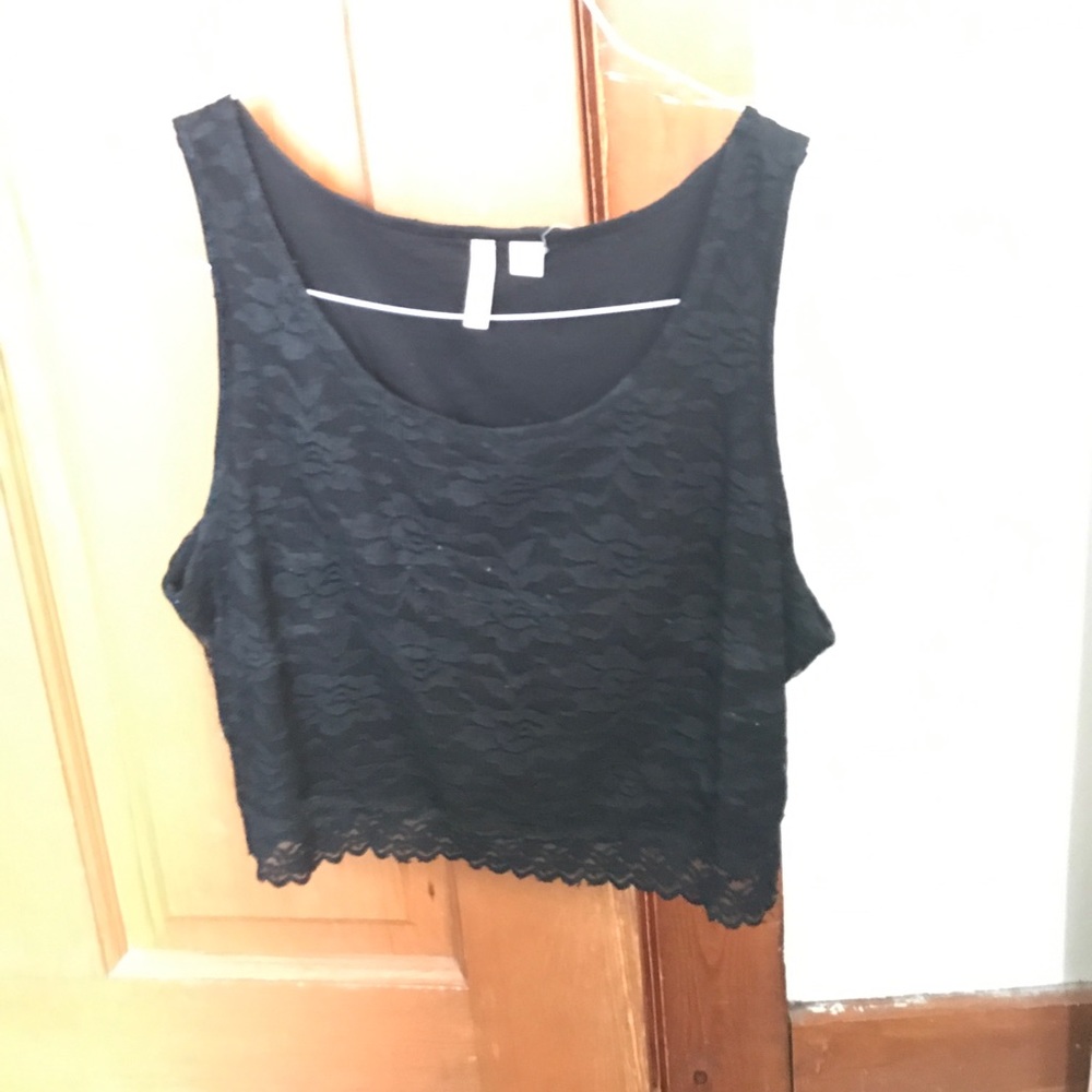 Black lace crop top