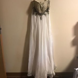 White Terani gown with embroidered bodice