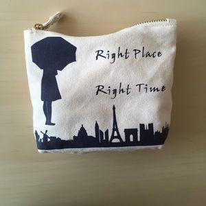 "Right Place Right Time" Canvas Small Cosmetic Bag