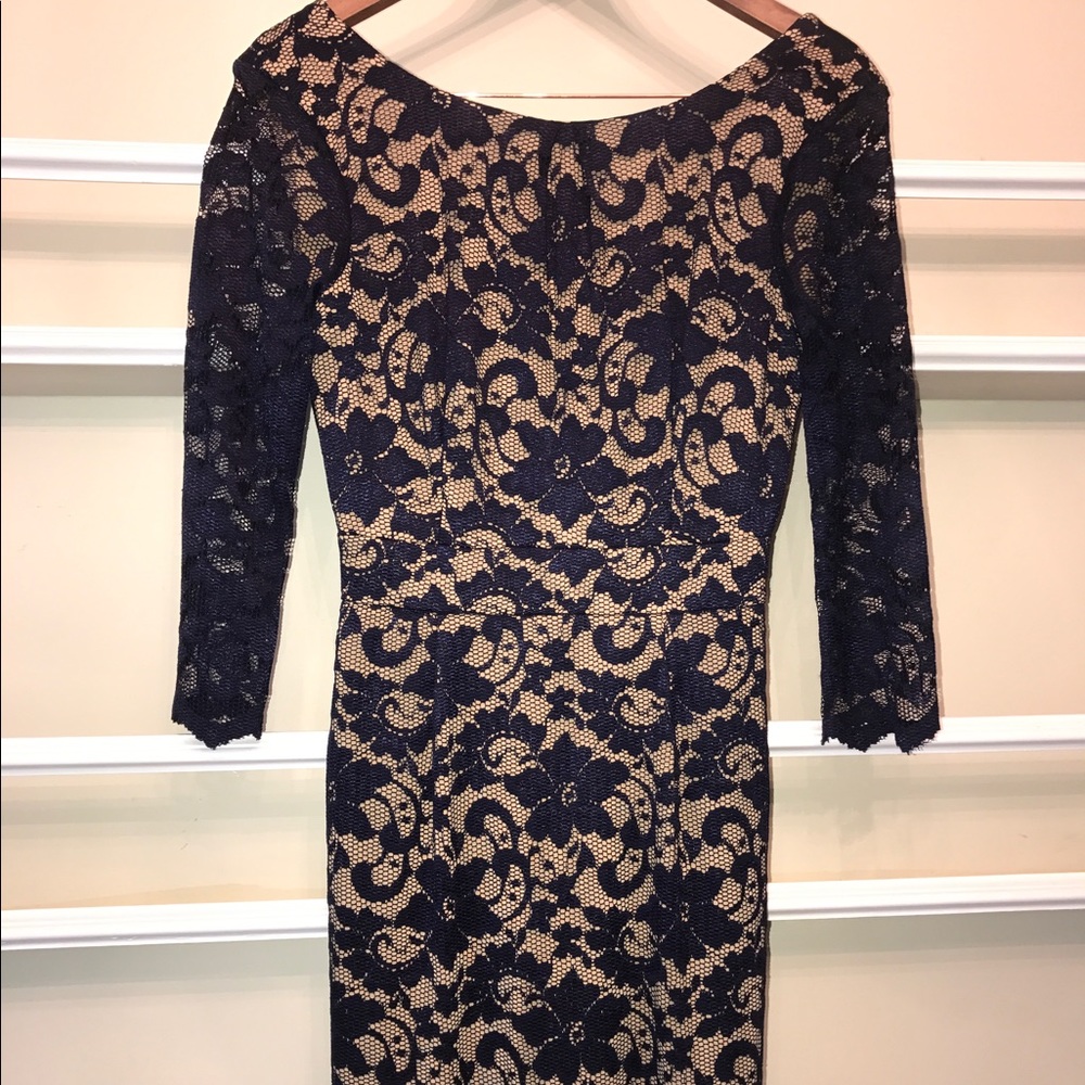 Navy blue sheer floral dress
