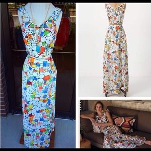 Anthropologie Maeve geometric linen skirt set