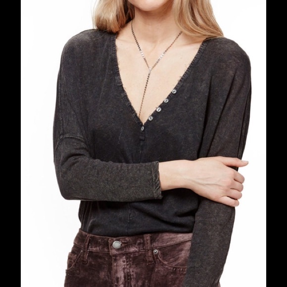 Free People Tops - NWT Free People Charcoal Santa Cruz Top