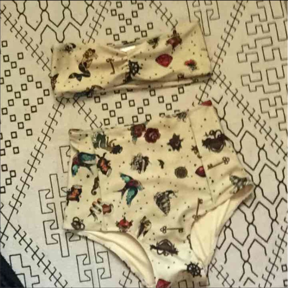 High waist traditional tattoo bikini pin up