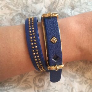 Navy Leather Belt Bracelet