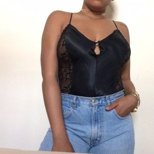 Vintage Black Silk Slip Top
