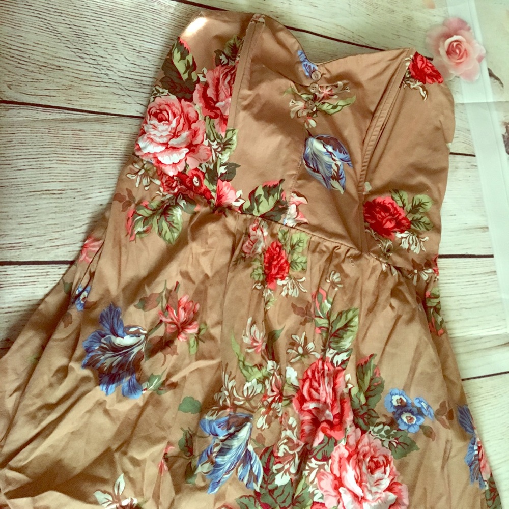 Brown floral dress
