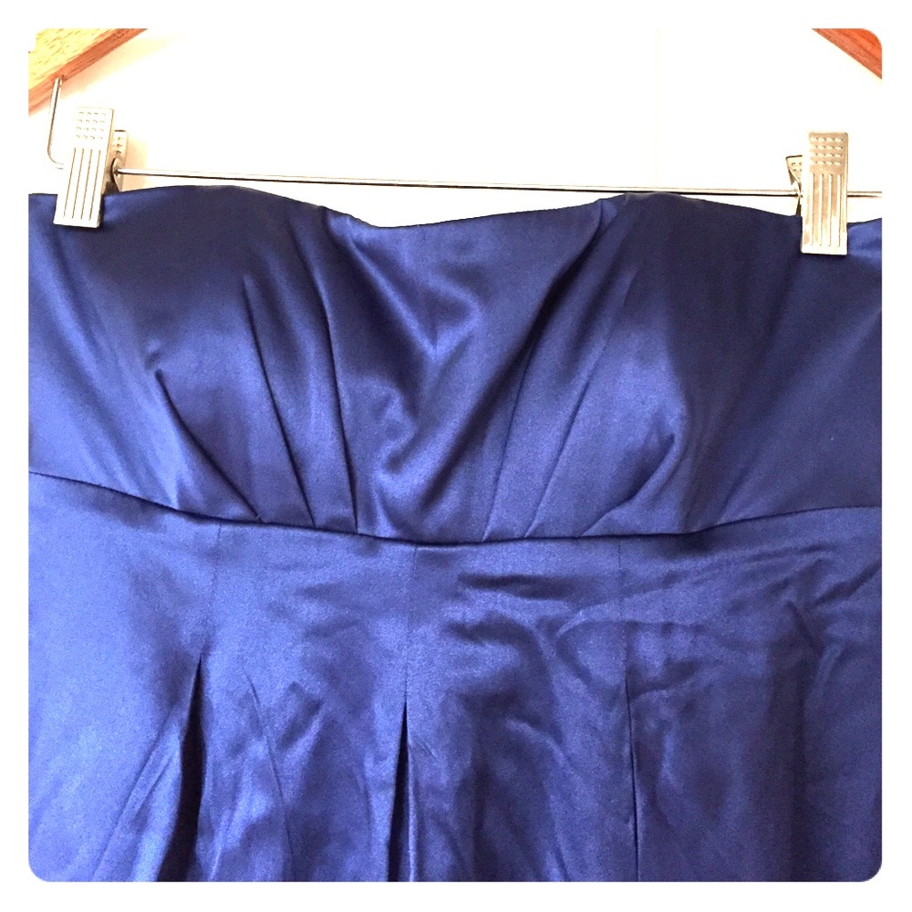 NWT Nicole Miller Blue Draped Back Strapless Dress