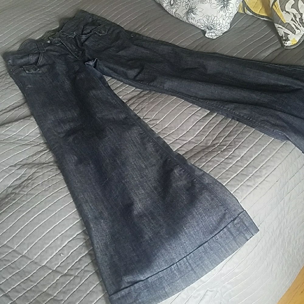 Wide leg denim trouser