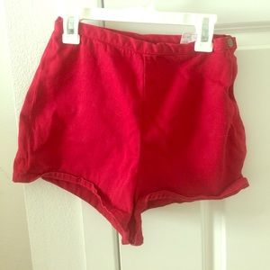AA Red Denim Side Button Shorts SZ 26/27