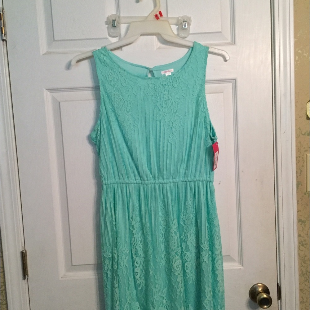 Aquamarine lace party dress