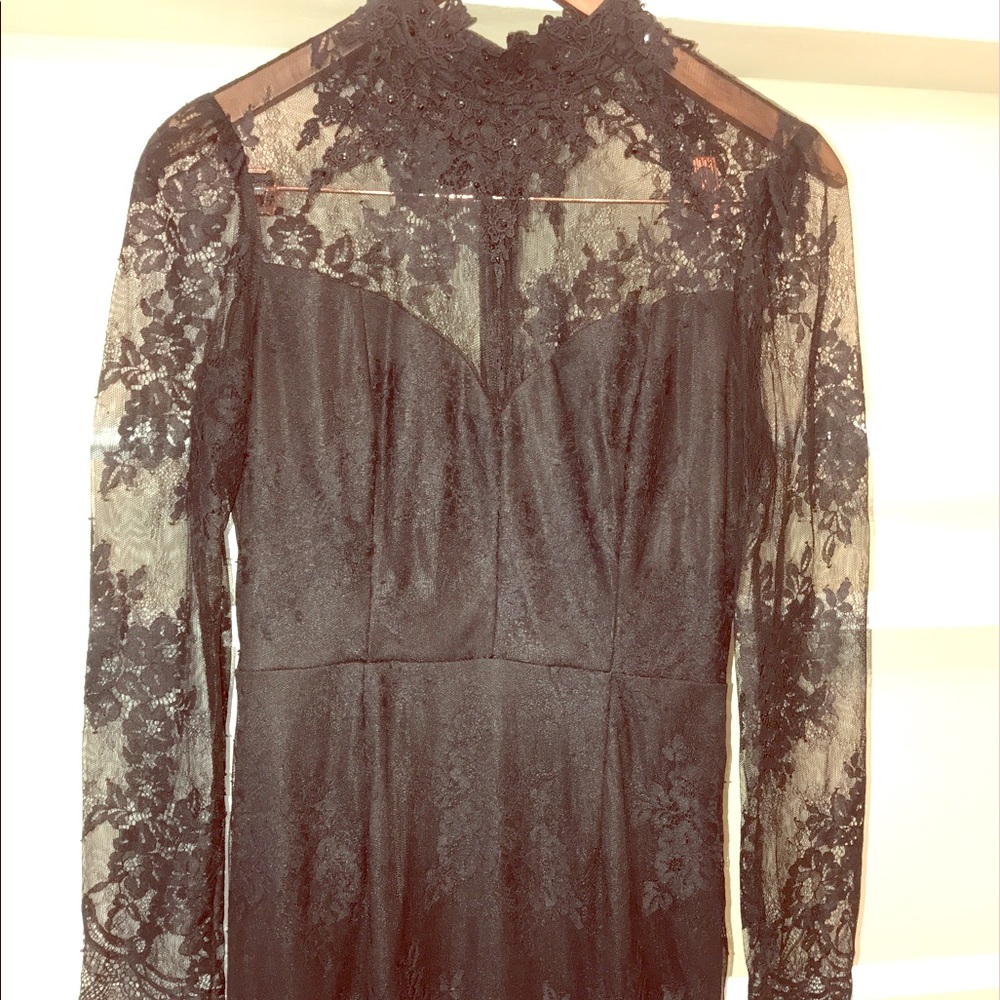 Black lace high neck dress