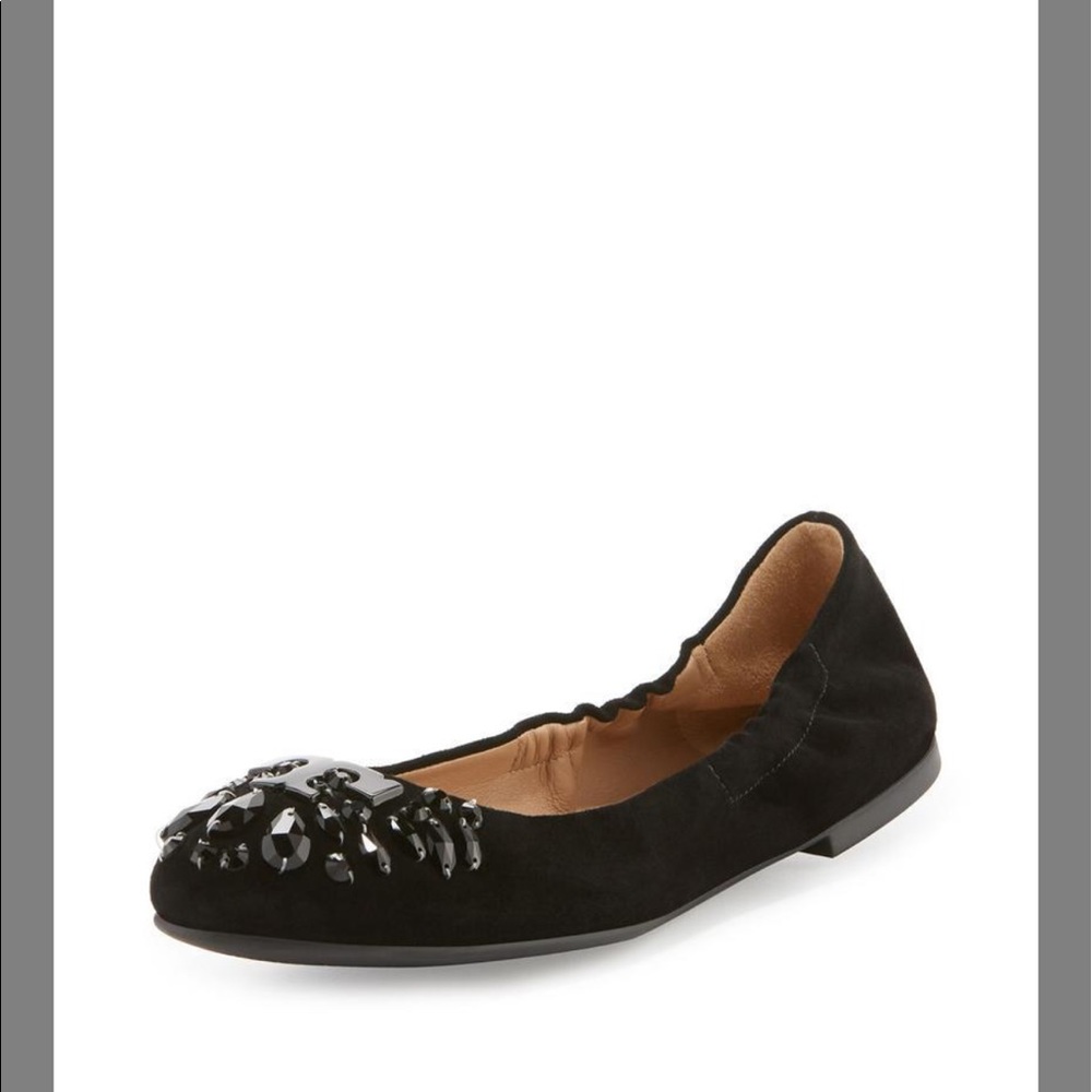Tory Burch Delphine crystal logo flats
