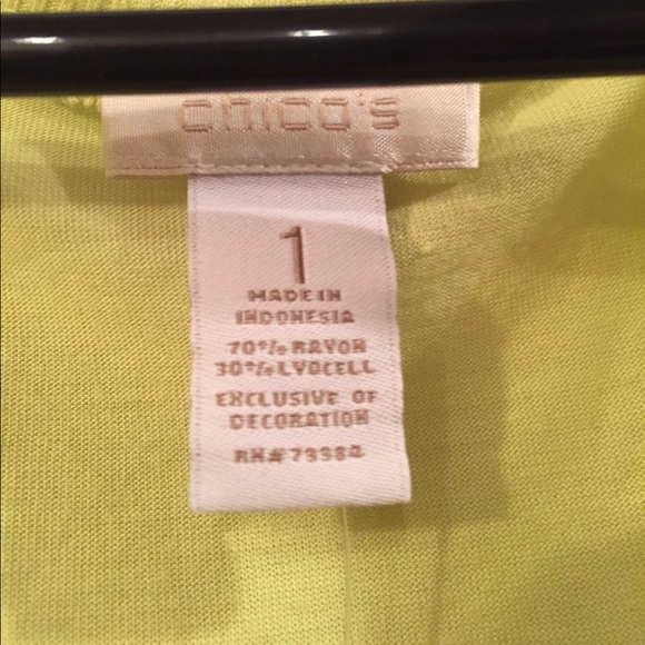 NWT Chico's 1 Tank Top Soft Lime - Picture 2 of 3