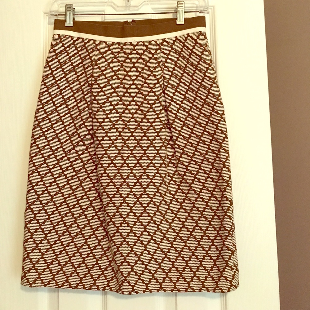 Classy Tory Burch brown & cream pencil skirt sz 0