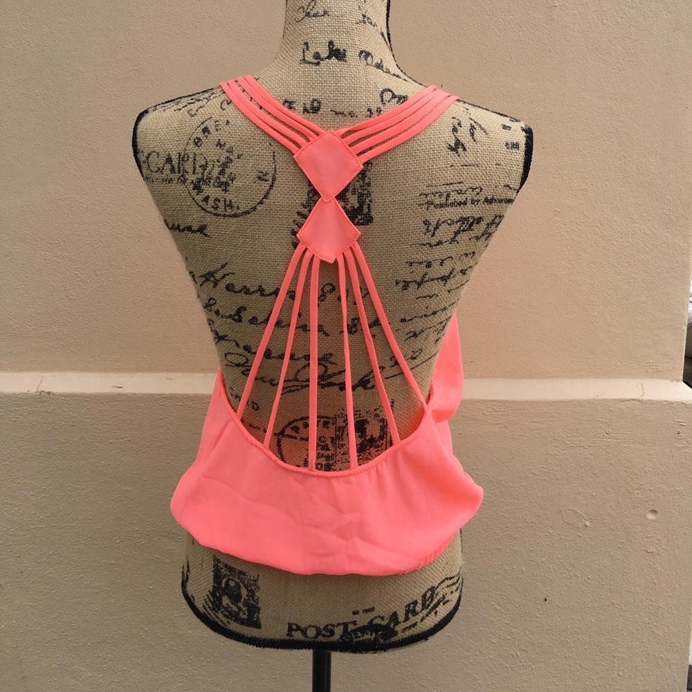 Unique back peach top