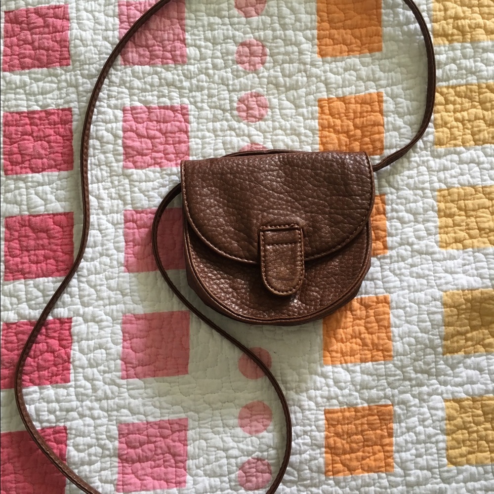 Brown faux leather shoulder purse