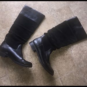 Chaps Black Tall Suede Leather Boots