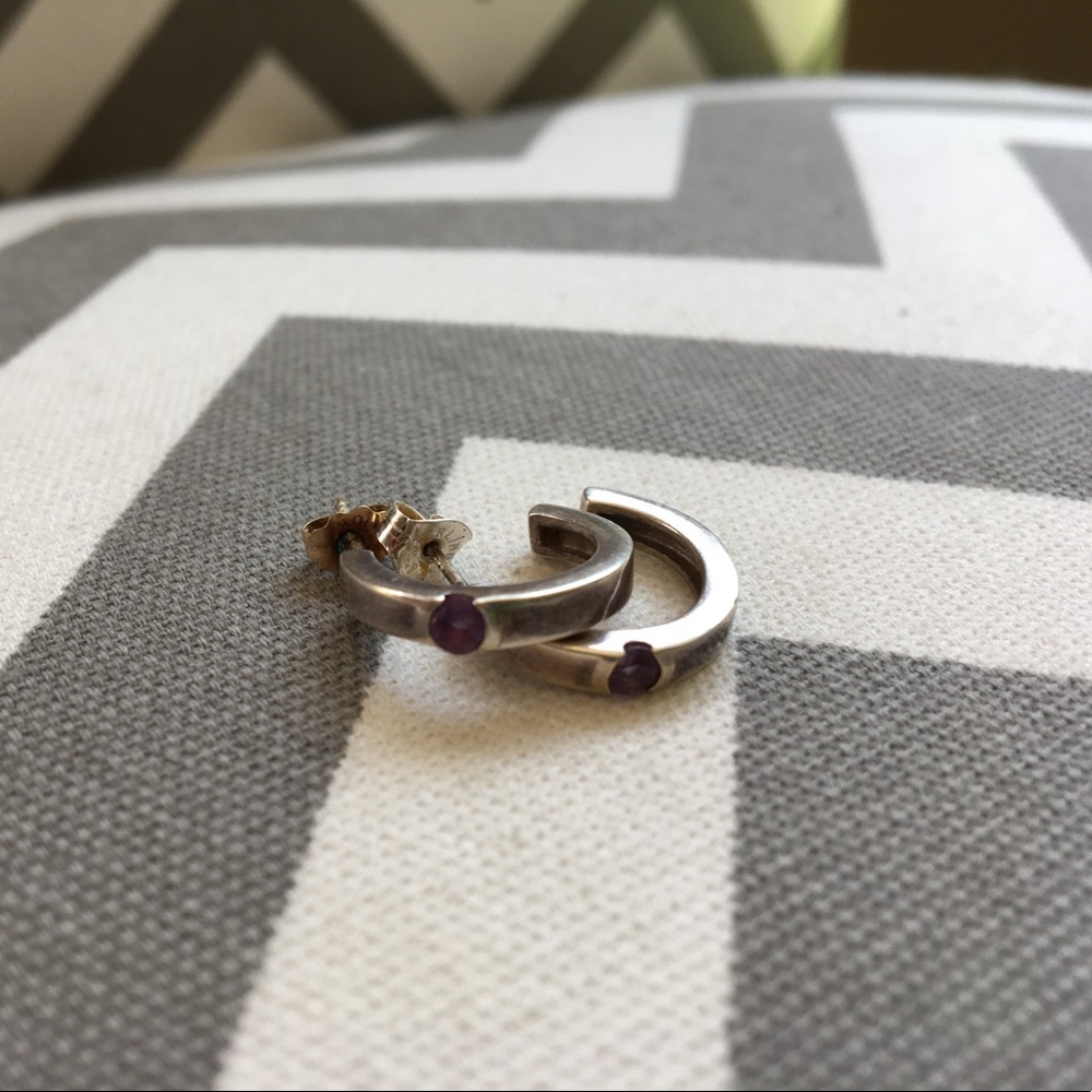 💜sterling silver amethyst hoops💜