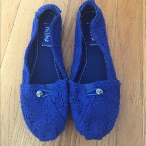 Blue Crocheted Flats