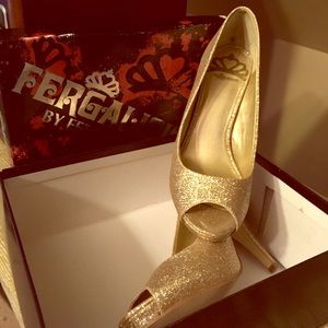 Gold glitter shoes