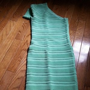 Lime green one shoulder dress