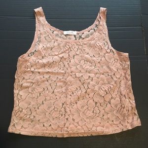 Pink nude lace cropped tank