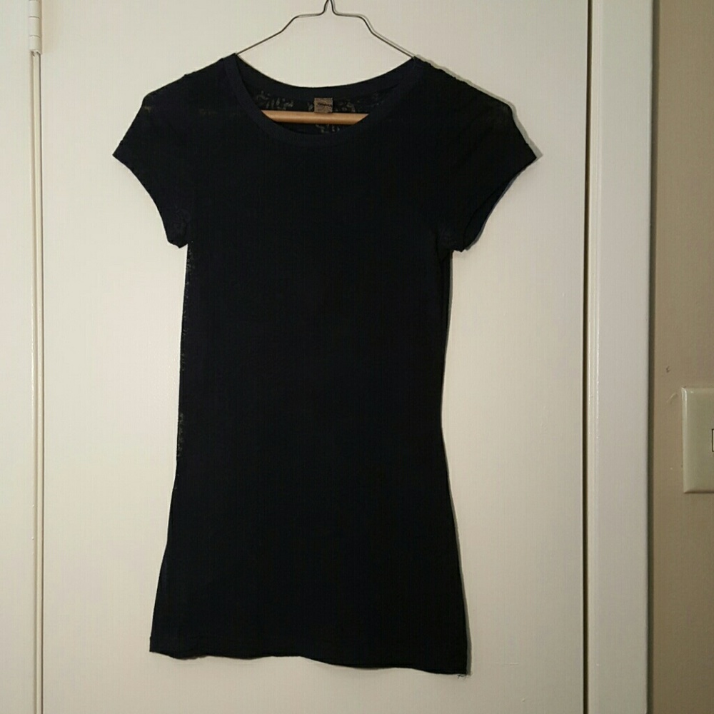 BKE Black shirt with see-through detailing Small